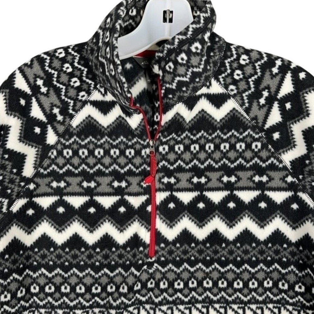 Eddie Bauer Fleece Quarter Zip Womens L Nordic Fair Isle Geometric Pullover